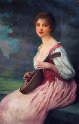 Charles-Amable Lenoir Mandolin oil painting